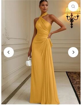 Asymmetrical Mustard Yellow Maxi Evening Gown 10 prom sunflower, yellow